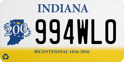 IN license plate 994WLO