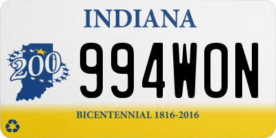 IN license plate 994WON