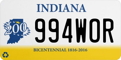 IN license plate 994WOR