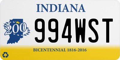 IN license plate 994WST