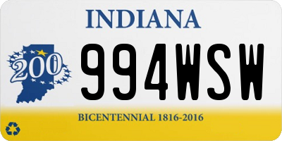 IN license plate 994WSW