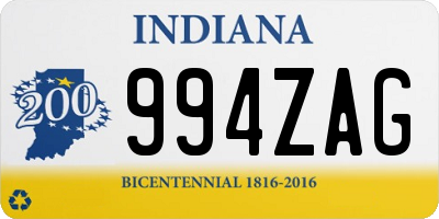 IN license plate 994ZAG