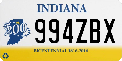 IN license plate 994ZBX