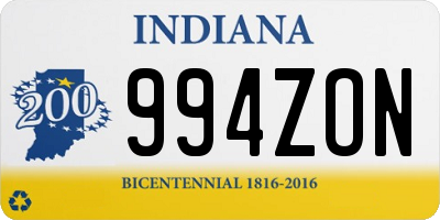 IN license plate 994ZON