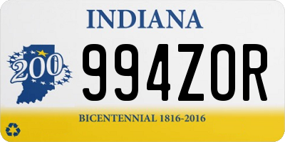 IN license plate 994ZOR