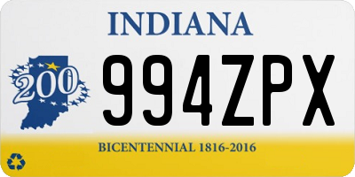 IN license plate 994ZPX