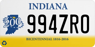 IN license plate 994ZRO