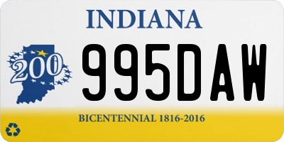 IN license plate 995DAW