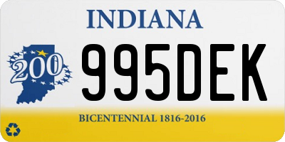 IN license plate 995DEK