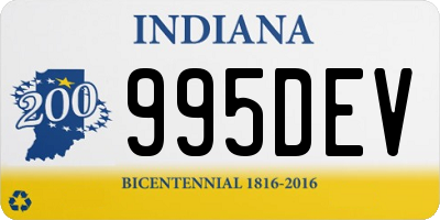 IN license plate 995DEV