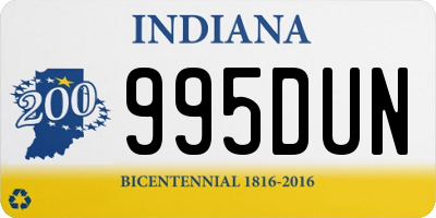 IN license plate 995DUN