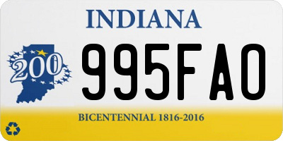 IN license plate 995FAO