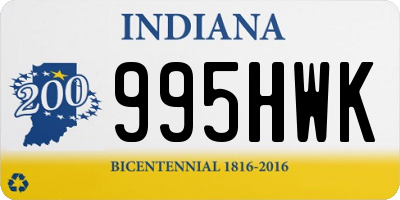 IN license plate 995HWK