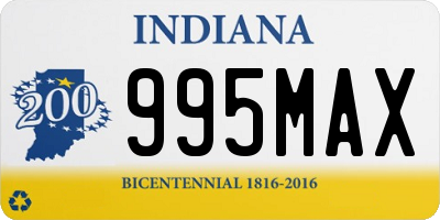 IN license plate 995MAX