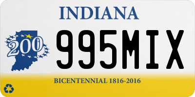 IN license plate 995MIX