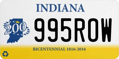 IN license plate 995ROW