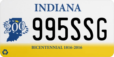 IN license plate 995SSG