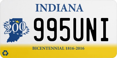 IN license plate 995UNI