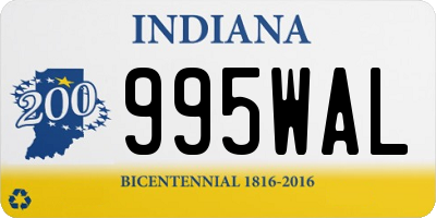 IN license plate 995WAL