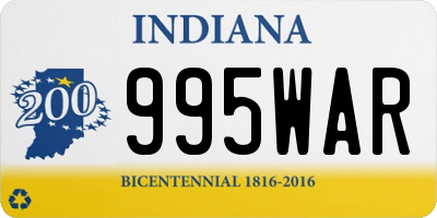 IN license plate 995WAR