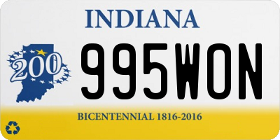 IN license plate 995WON