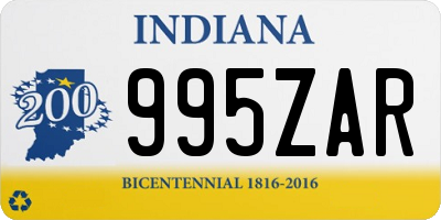 IN license plate 995ZAR