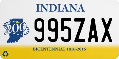 IN license plate 995ZAX