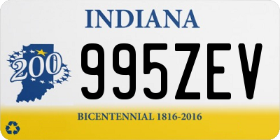 IN license plate 995ZEV