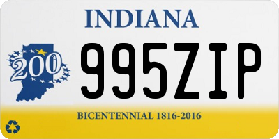 IN license plate 995ZIP