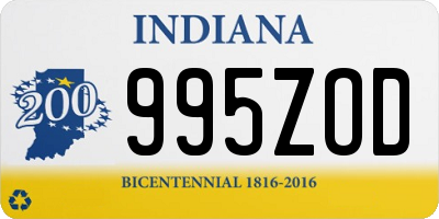 IN license plate 995ZOD