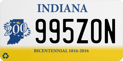 IN license plate 995ZON