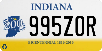 IN license plate 995ZOR