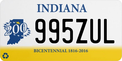 IN license plate 995ZUL