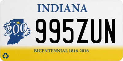 IN license plate 995ZUN