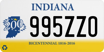 IN license plate 995ZZO