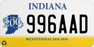 IN license plate 996AAD