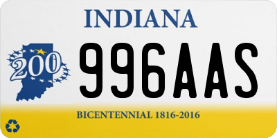 IN license plate 996AAS