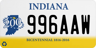 IN license plate 996AAW