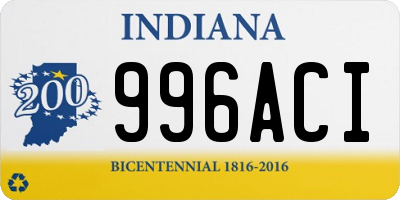 IN license plate 996ACI