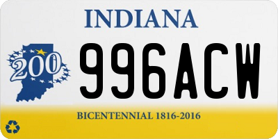 IN license plate 996ACW