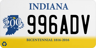 IN license plate 996ADV