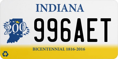 IN license plate 996AET