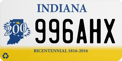 IN license plate 996AHX