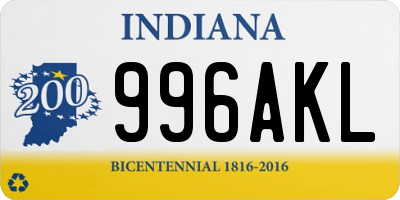 IN license plate 996AKL