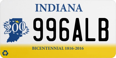 IN license plate 996ALB