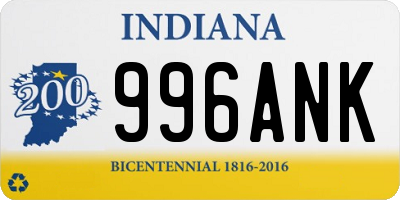 IN license plate 996ANK