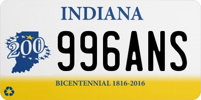 IN license plate 996ANS