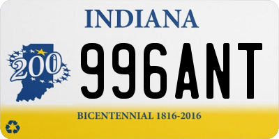 IN license plate 996ANT