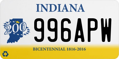 IN license plate 996APW