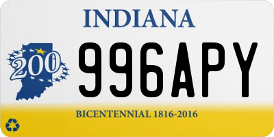 IN license plate 996APY